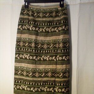 Laura Scott Skirt Women S Wrap Skirt Knee Length Pattern Green Tan